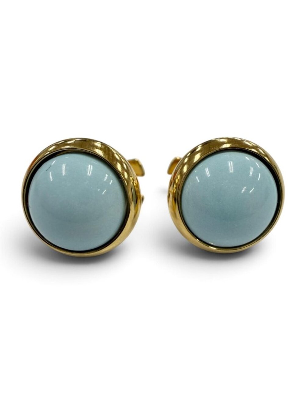 Hermes Eclipse Earrings H Post Light Blue Gold